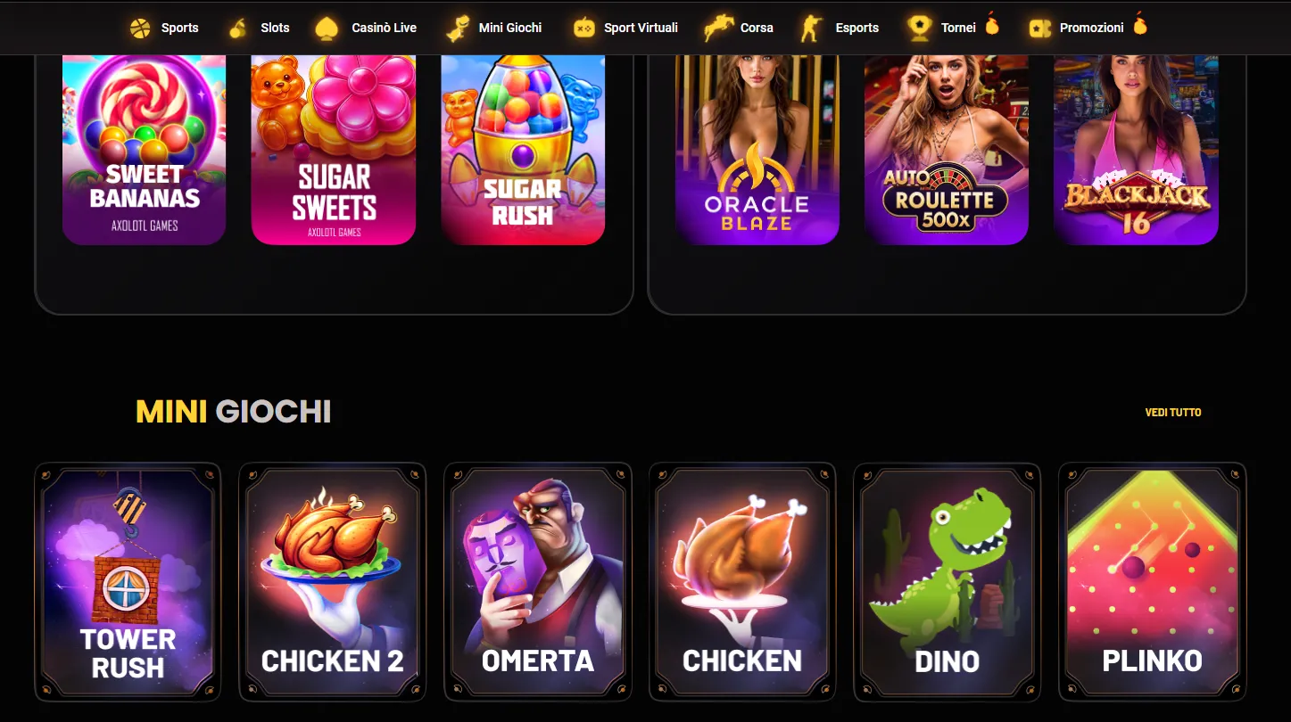 Game catalogue overview screen